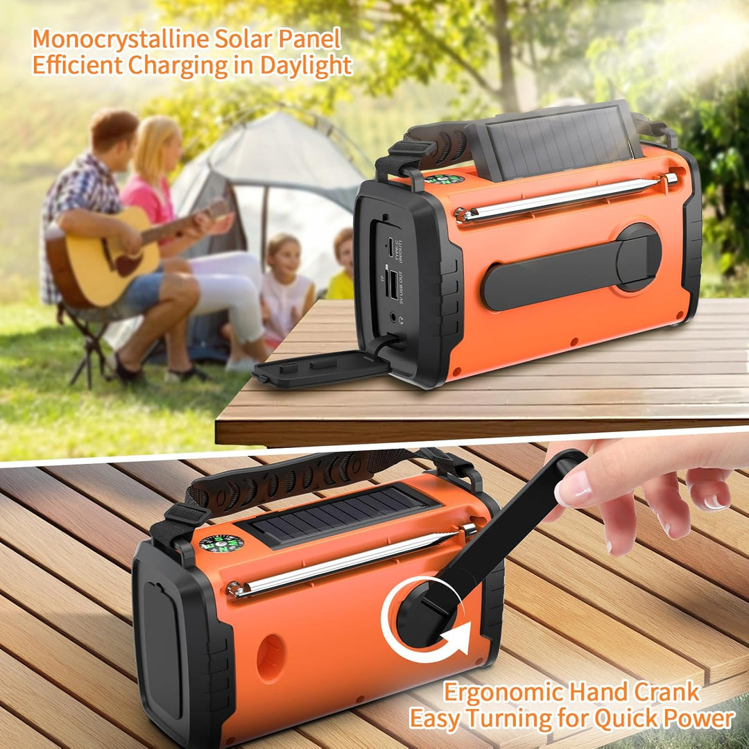 27000mAh DAB+/FM Notfallradio mit Powerbank – Tragbares Solar- & Kurbelradio mit Bluetooth 5.3, SOS,