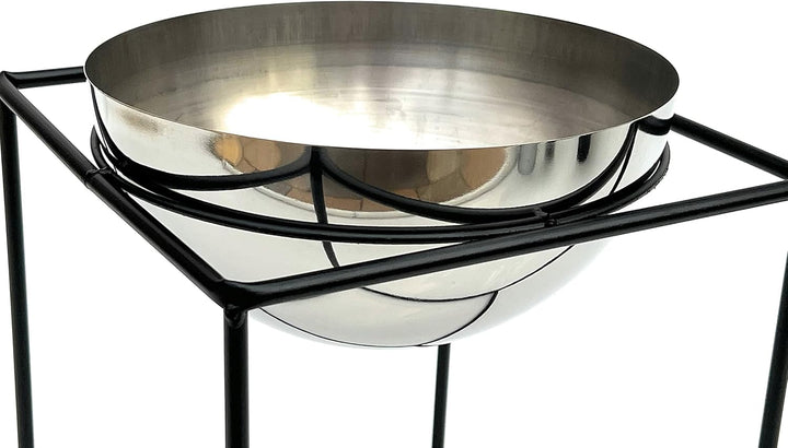 DanDiBo Blumenhocker Metall mit Topf Schwarz Silber 20-35 cm Blumenständer 96256 Blumensäule Modern