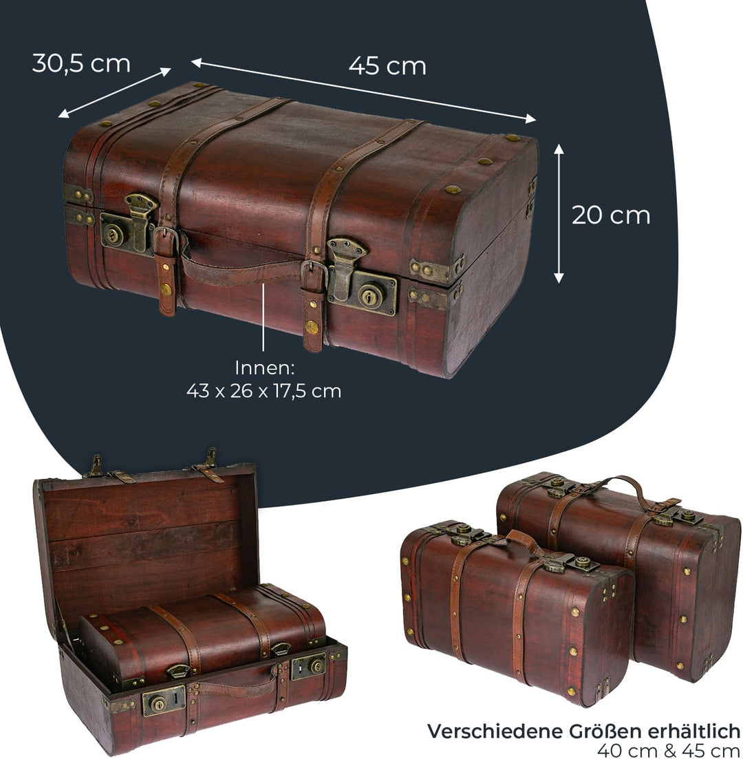 HMF 6412-145 Schatztruhe aus Holz, Vintage Koffer | 45 x 30,5 x 20 cm | Gross | Peru L Peru, L Peru
