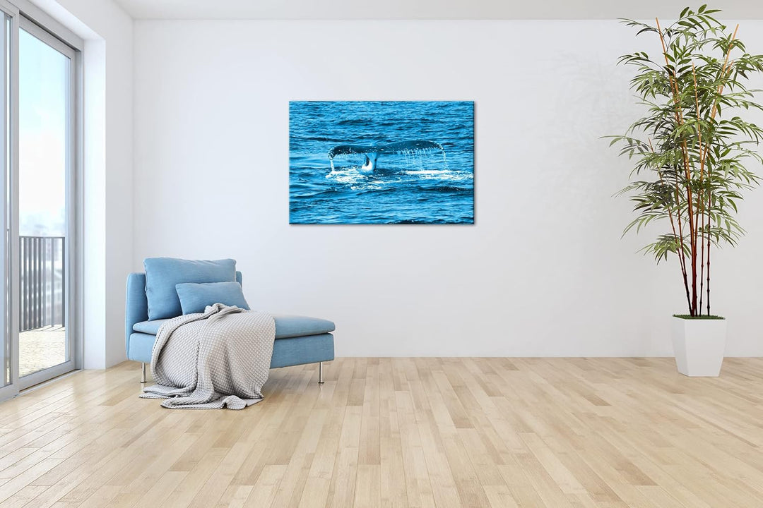 deyoli Schwanzflosse eines Wales Format 80x60 Effekt: Monocrome Blau als Leinwandbild, Motiv fertig