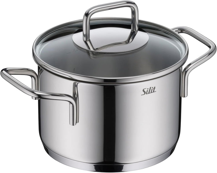 Silit Extra Cook Kochgeschirr-Set 4-teilig, Kochtöpfe 16/20/24 cm mit Glasdeckel, Stielkasserolle 16