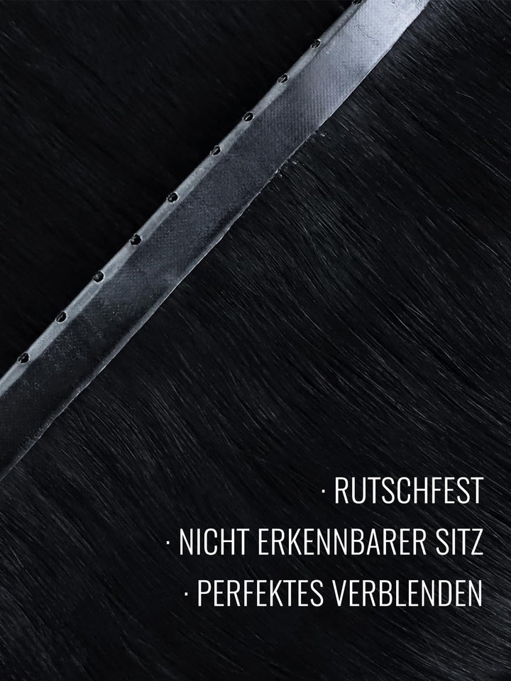 Fshine Butterfly Extensions Echthaar Tressen, Tiefschwarz, 40 cm 50 g, Keine Klobigen, PU-Basis, für