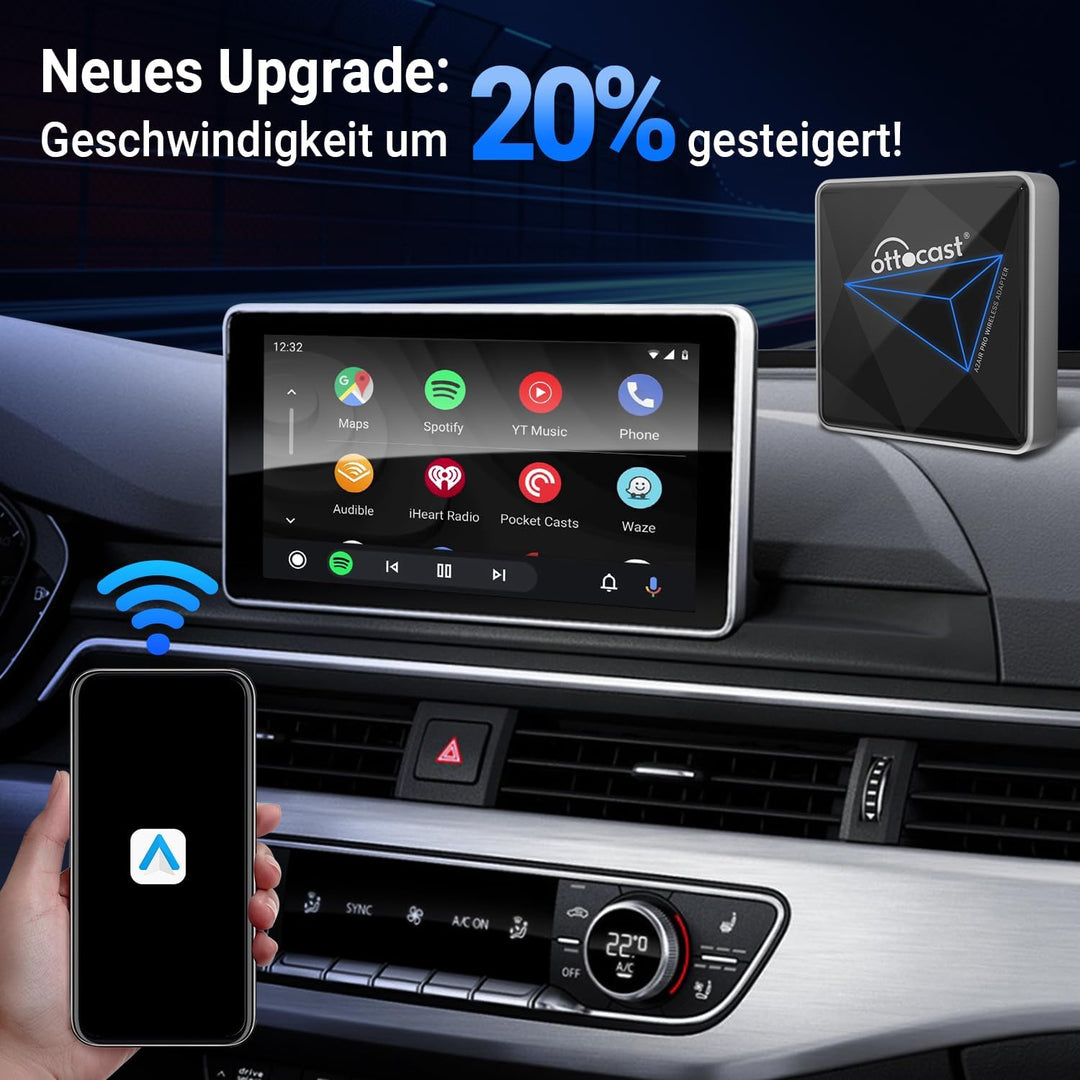 OTTOCAST Android-Auto-Wireless-Adapter-Kabellos-AA-Dongle, Android Car Kabellos Adapter Plug Play Dr