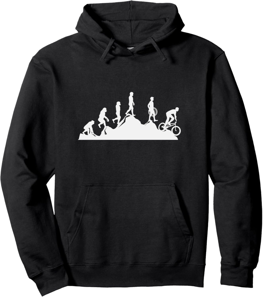 Evolution des Mannes zum Radfahren Fahrradfahrer auf einem Mountainbike Pullover Hoodie