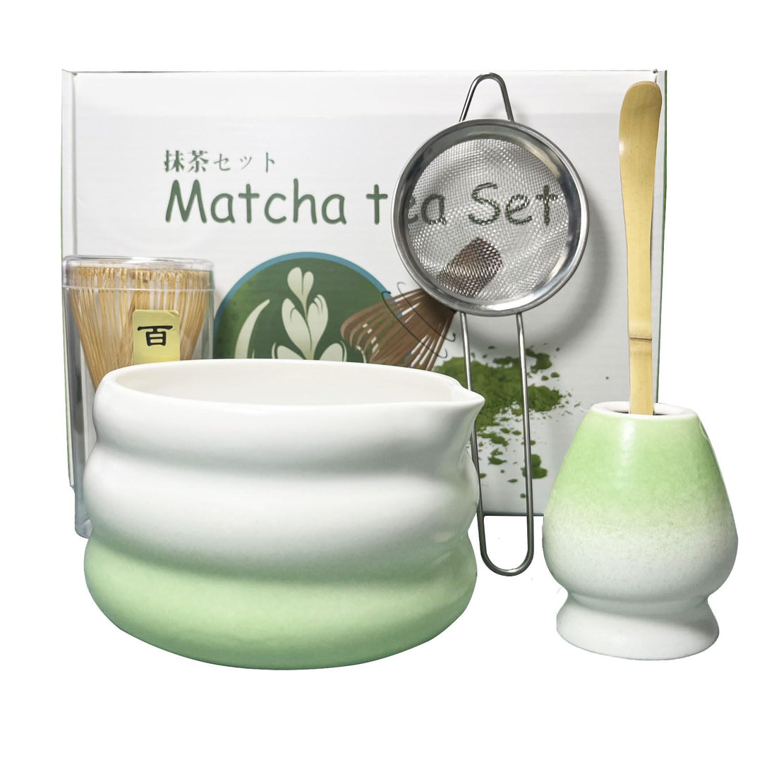 Zixrmor Premium Matcha Set – Matcha Schale, Bambusbesen und Matcha-Löffel Filterlöffel Matcha Set– V