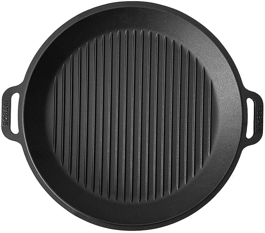 ROBARI Wok Kasan aus Gusseisen 12 L mit Grilldeckel Kazan