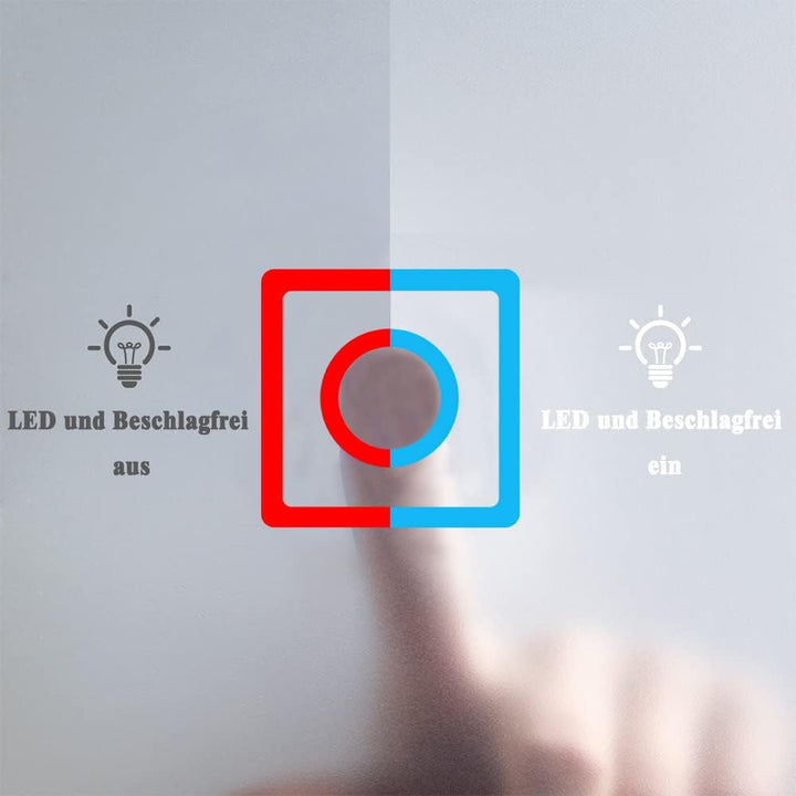 Badspiegel mit Beleuchtung,100x80cm LED Wandspiegel mit Touch-Schalter,Beschlagfrei,Badezimmerspiege