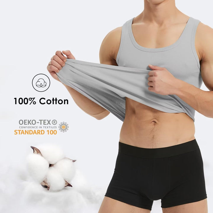YouShow Unterhemd Herren 3/5er Pack 100% Baumwolle Tank Top Feinripp S 2*schwarz + 2*weiss + 1*grau,