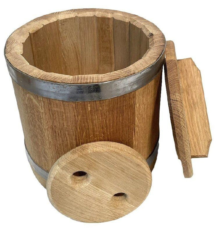 Sauerkrauttopf 10 L, Eiche, Gurkentopf, Einlegegefäss, Holzgefäss zum Einlegen für Gemüse, (Bottich)