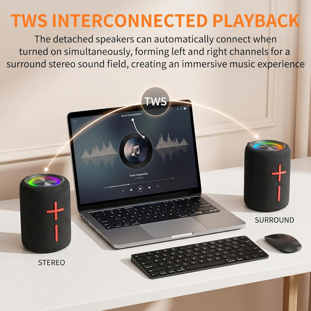 CYBORIS Tragbarer 2-in-1 magnetischer Bluetooth-Lautsprecher, 20W Bluetooth 5.3 mit Dual-Lautspreche