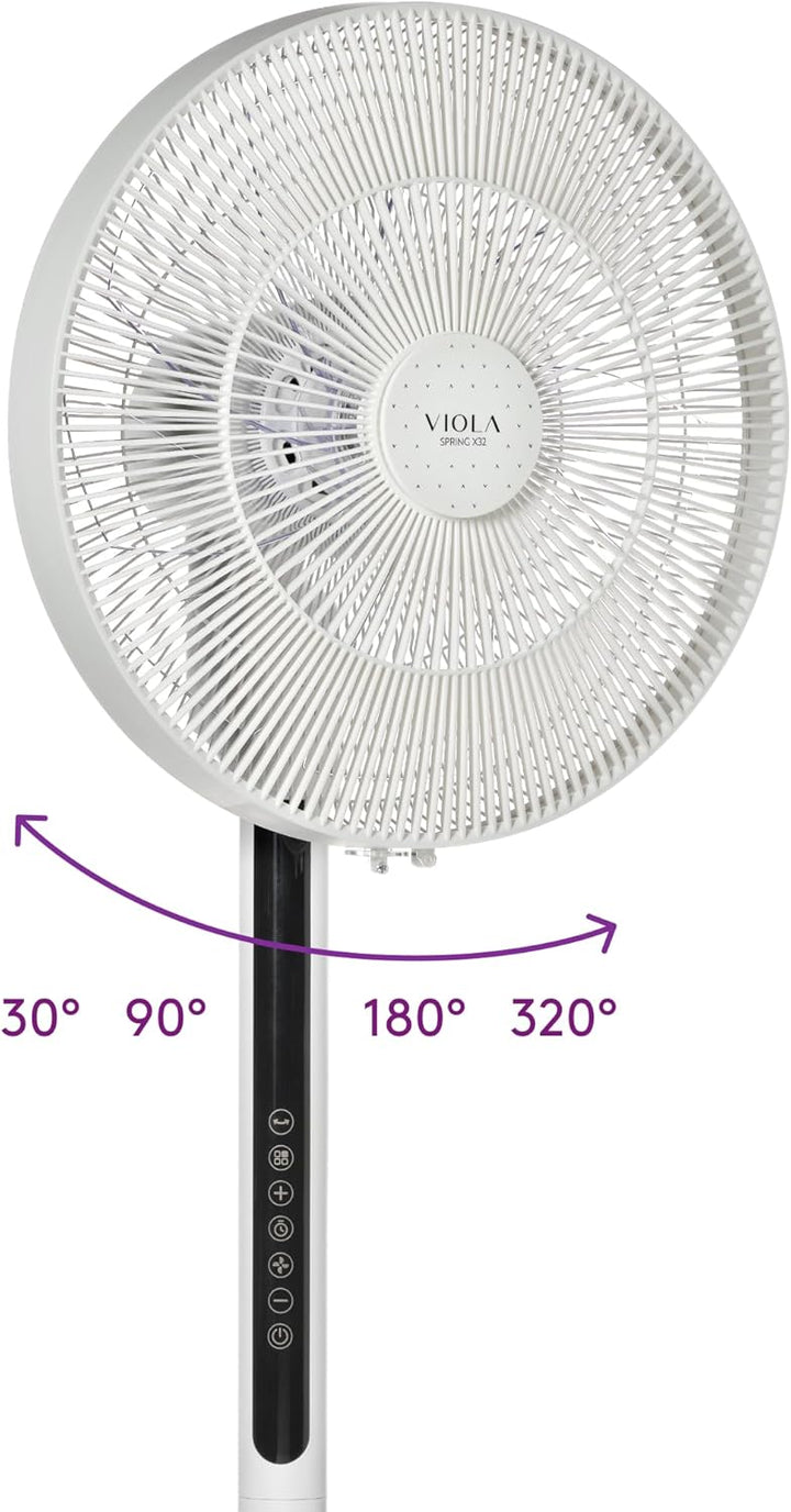 VIOLA Leiser und leistungsstarker Standventilator mit Fernbedienung, 32 Geschwindigkeiten, 9 Flügel,