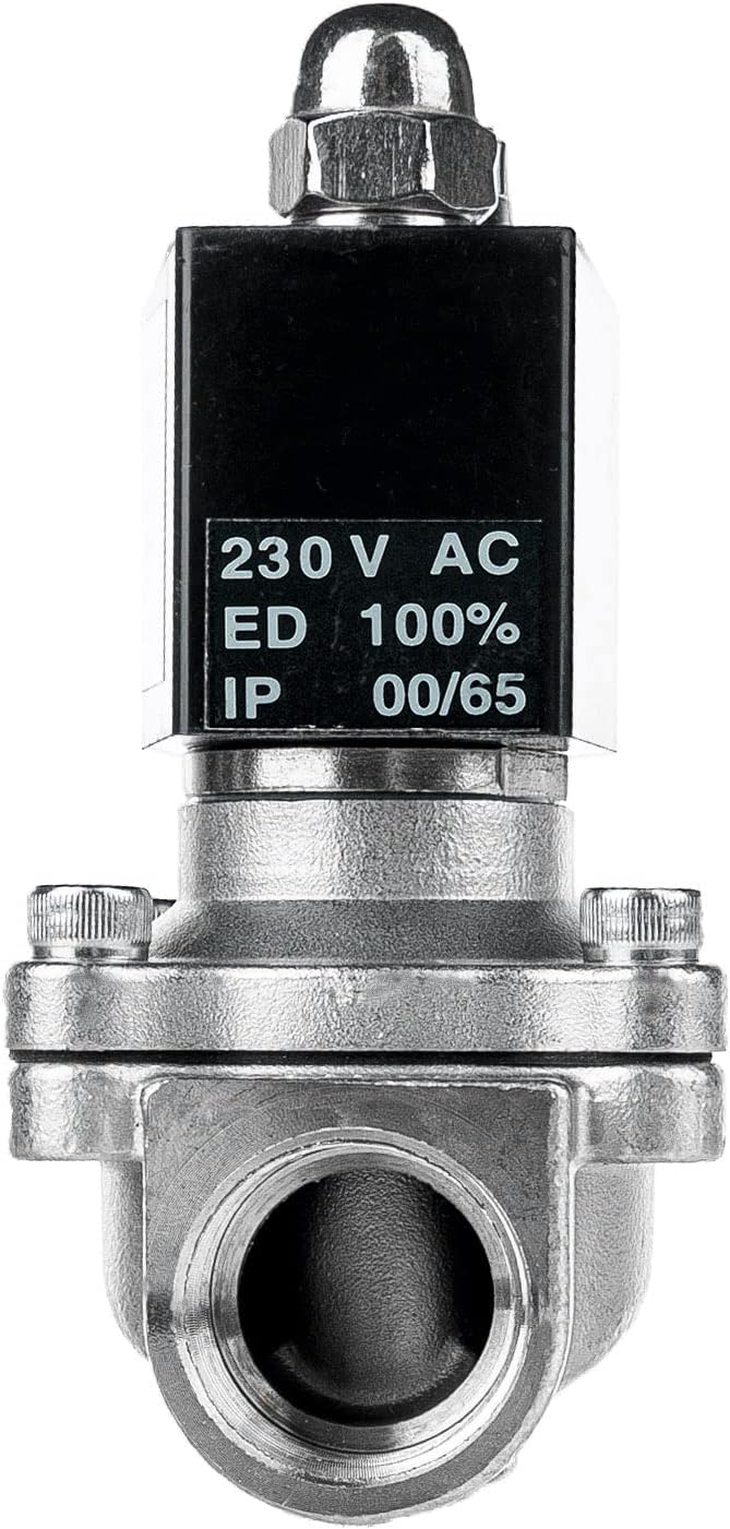 FSA Magnetventil Edelstahl 3/4" 230V AC 0-10 bar Viton stromlos geschlossen, 3/4" 230v Ac