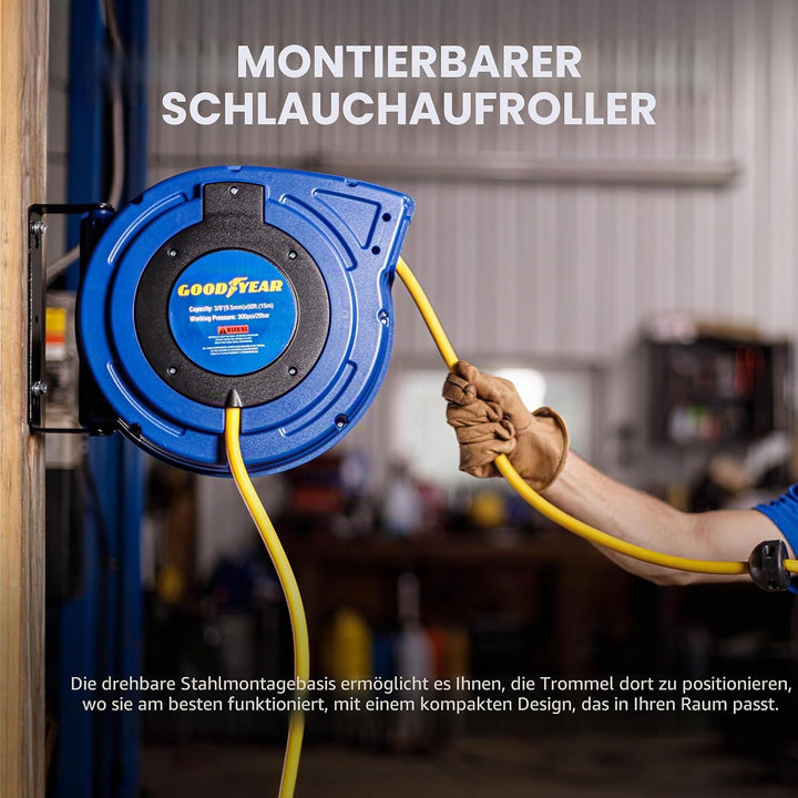 Goodyear 27527153g Enclosed einziehbare air Compressor/Wasser schlauchaufroller mit 3/8 in. x 50 ft.