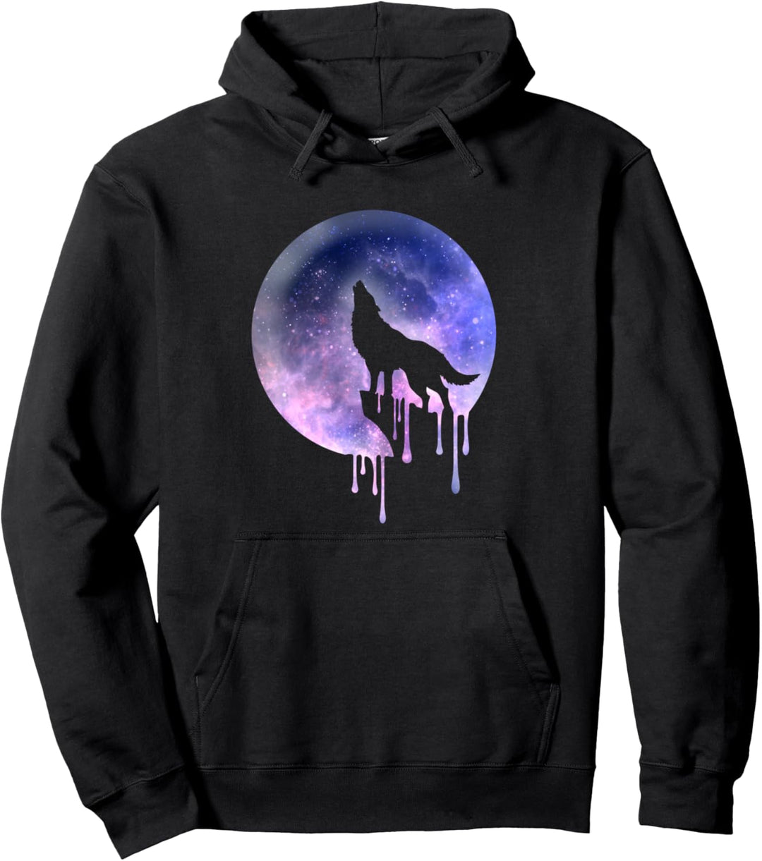 Heulender Wolf Vollmond Natur Camping Pullover Hoodie