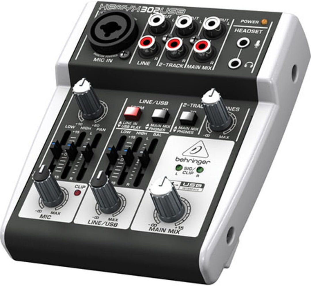 Behringer 302USB Erstklassiger 5-Eingangs-Mixer mit XENYX-Mikrofonvorverstärker und USB/Audio-Schnit