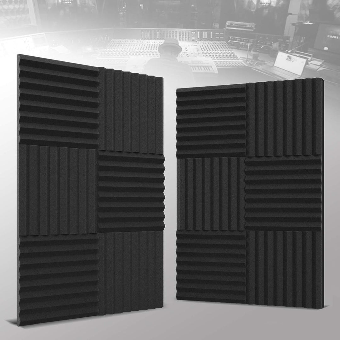 12 Stück selbstklebende Akustikplatten, 2,5 x 30,5 x 30,5 cm – Akustikschaumstoff – Studio-Schaumsto