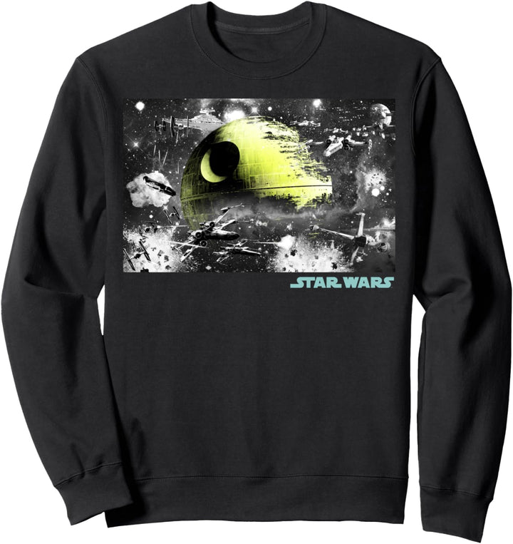 Star Wars Death Star Surrounded By Battle Poster Sweatshirt