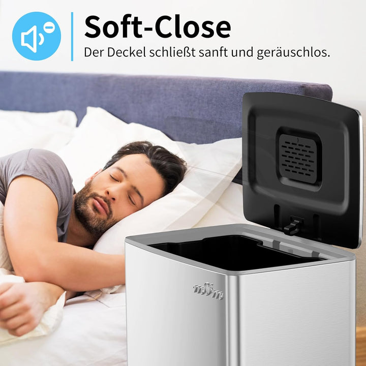 mVm Mülleimer Küche,40 Liter Treteimer,Mülltrennsystem, Abfalleimer Küche mit Inneneimer aus Kunstst