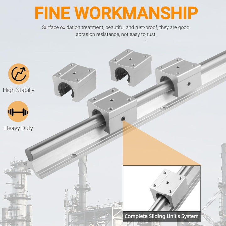 CNCYEAH 2 stücke Linearführung SBR25-800mm Linearführungsschiene + 4 Stücke SBR25UU lagerblöcken + 4