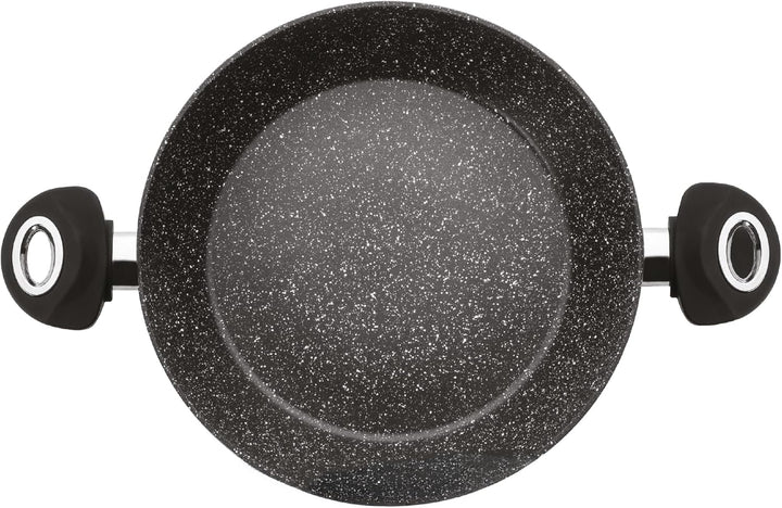 IBILI - Bratpfanne mit 2 Henkeln Natura, 28 cm, Aluminium, Anti-Haft-Beschichtung im Stein-Stil, gee