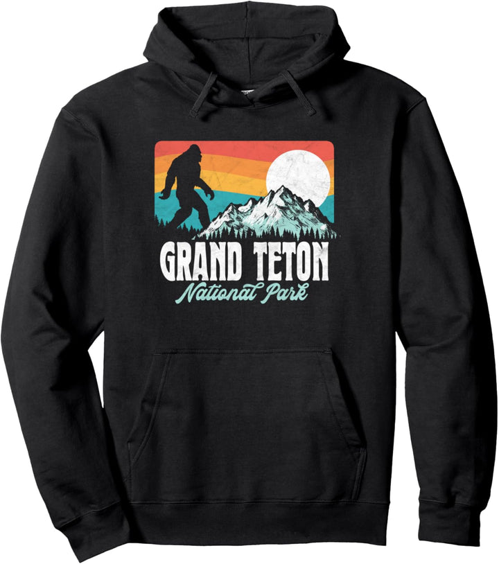 Vintage Grand Teton National Park Bigfoot Mountains Graphic Pullover Hoodie