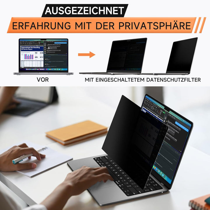 Mamol 360° Sichtschutz für Macbook Air 15 Zoll (2023-2025, M2, M3, M4), 4-Wege Blickschutzfilter，Sel