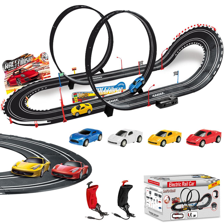 SlotCar-Rennbahn-Sets mit 4 Hochgeschwindigkeits-Slot-Cars, 2 Elektrische Controller Kreisförmige Üb