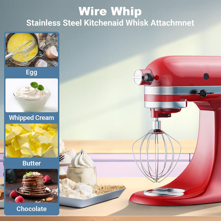 GVODE Edelstahl-Schneebesen für KitchenAid Zubehör, passend für KitchenAid Kippkopf-Standmixer, erse