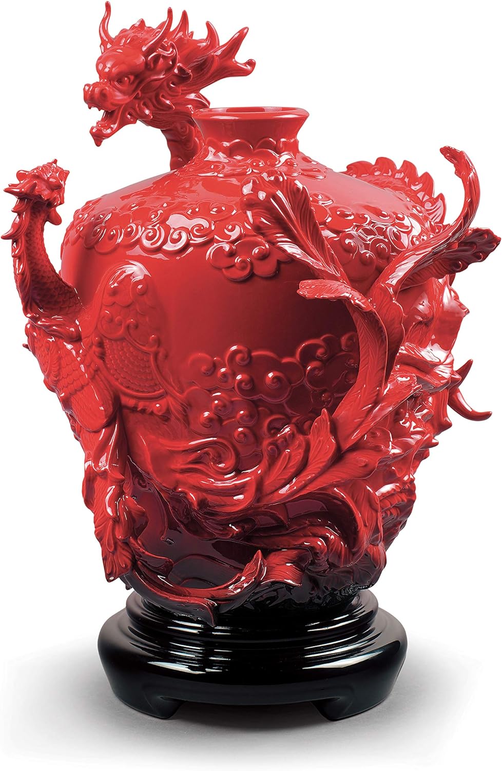 LLADRÓ Drachen Phönix Vase. Vase. Porzellan.