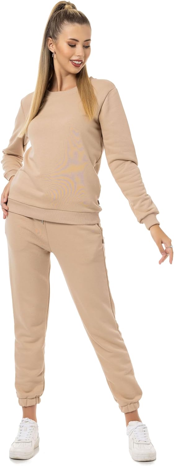 Red Bridge Damen Freizeitanzug Jogginganzug Hose Sweatshirt Premium Basic S Beige, S Beige