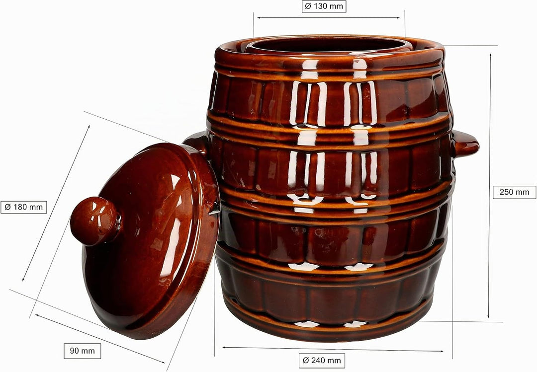 KOTARBAU® Gärtopf Steinguttopf 8 L Sauerkrauttopf Gurkentopf mit Deckel Einmachtopf Keramiktopf Stei