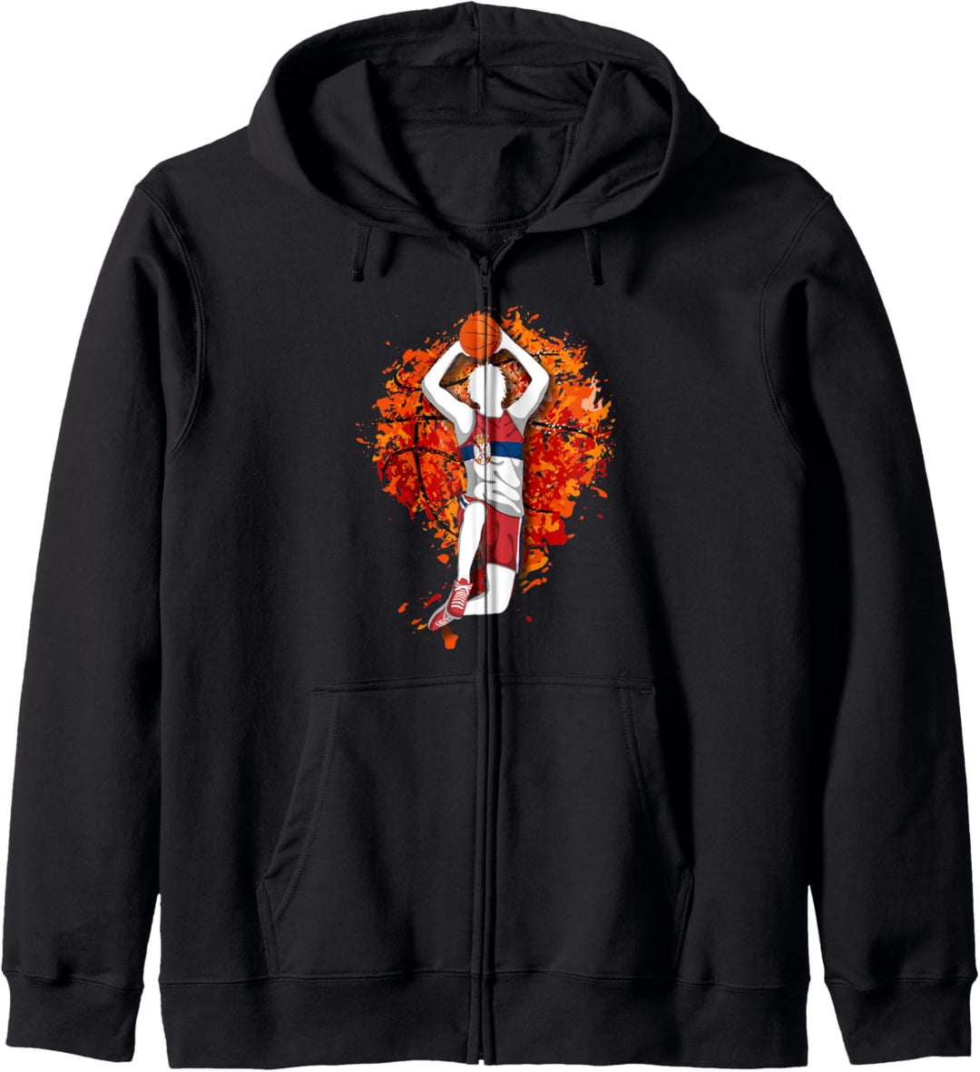 Serbien Basketball Serbische Nationalflagge Slam Dunk Art Kapuzenjacke