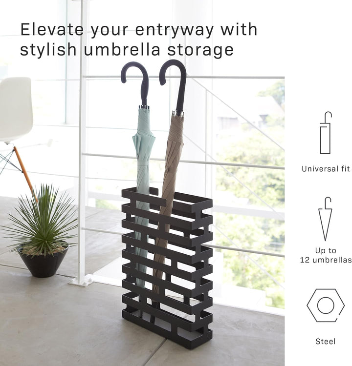 Brick Umbrella Stand Rectangle - black Schwarz, Schwarz