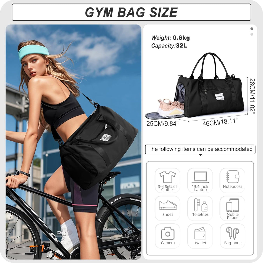 HYC00 Sport Duffel Bag Damen Handgepäck Sporttasche für Damen Herren mit Nassfach &amp; Schuhfach, Reise