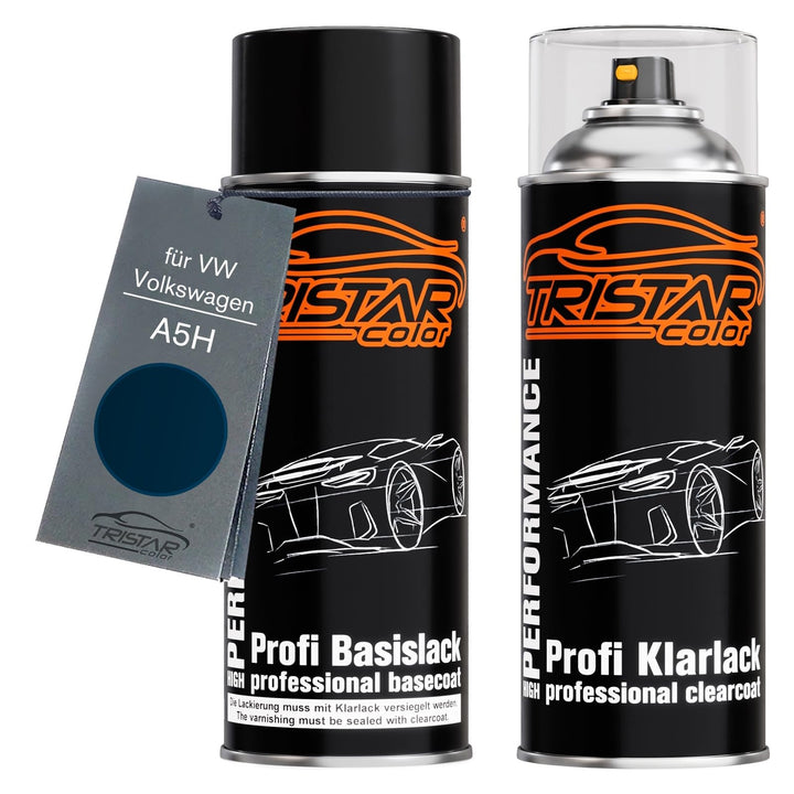 TRISTARcolor Autolack Spraydosen Set für VW/Volkswagen A5H Deep Ocean Blue Basislack Klarlack Sprühd