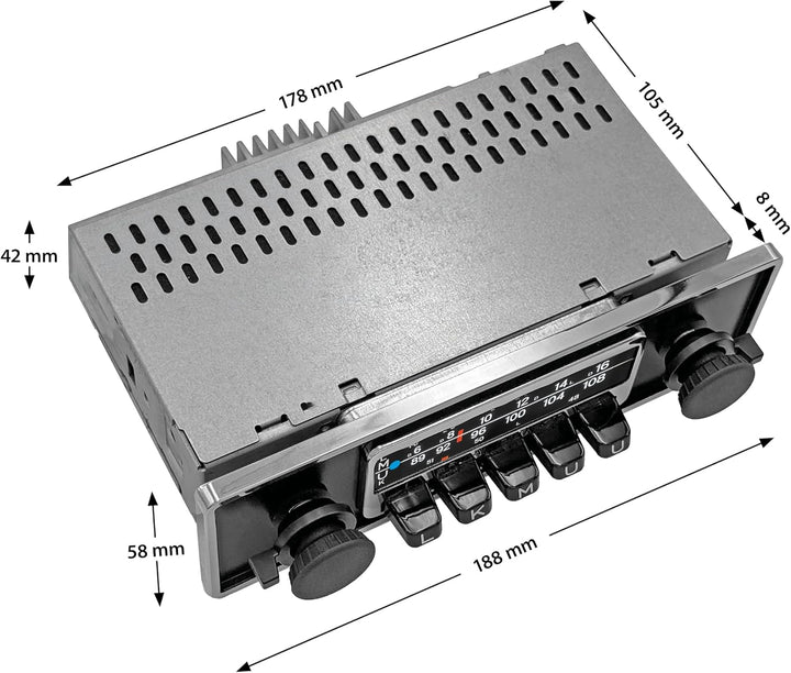 Blaupunkt Frankfurt Stereo, 1-DIN Autoradio, Oldtimer-Design mit schwarzer Metallfront und Chromrahm