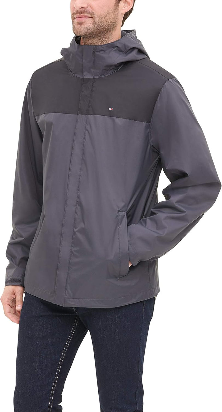 Tommy Hilfiger Herren Lightweight Breathable Waterproof Hooded Rain Jacket Regenmantel XS anthrazit,
