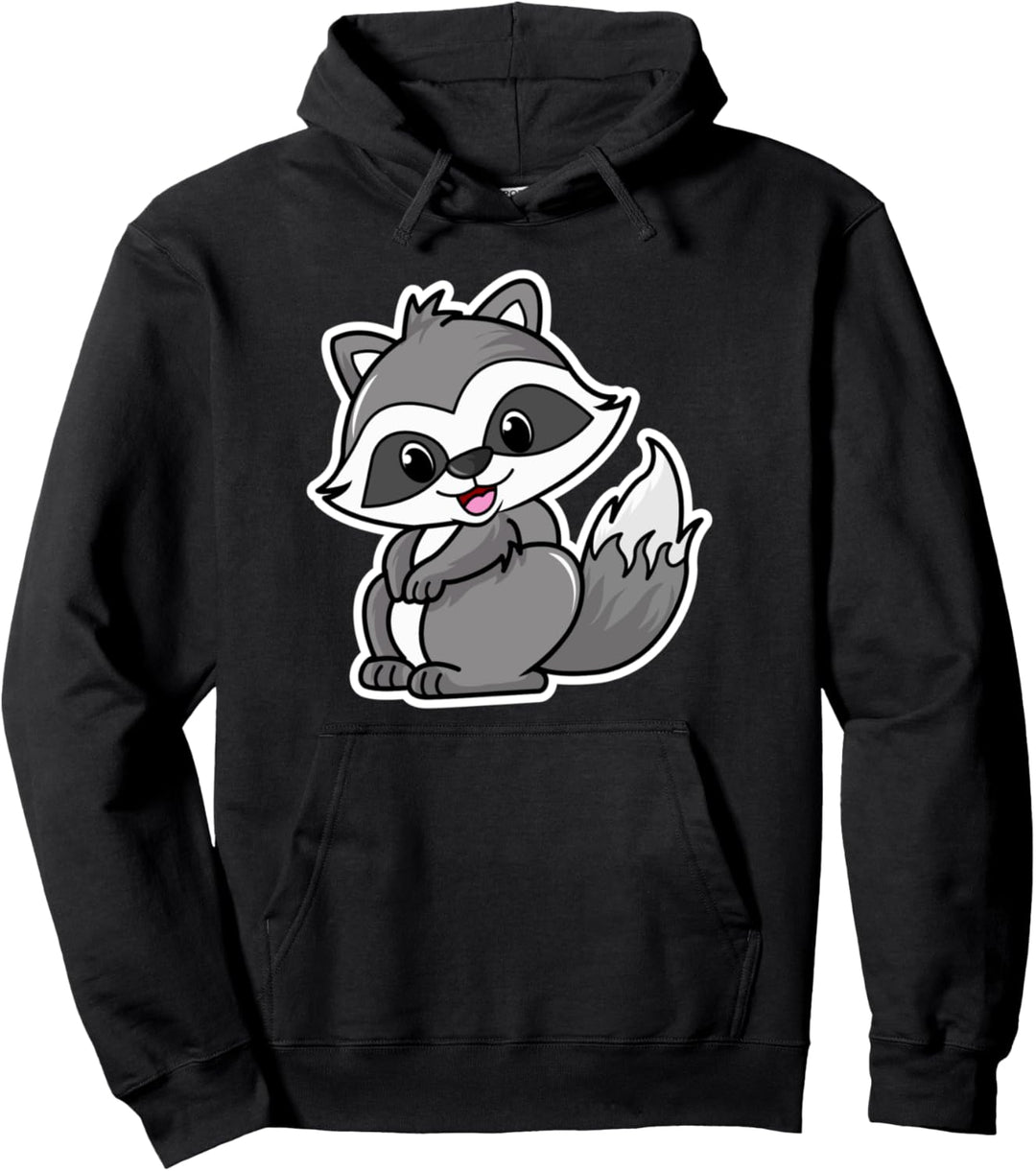 Cute Racoon Cartoon Animal Pullover Hoodie