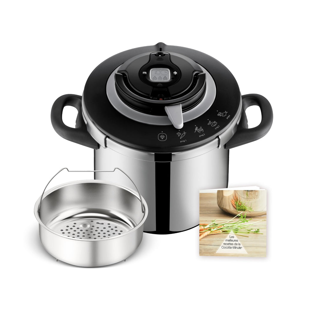 SEB Clipso+ Chef 10 l Schnellkochtopf, 7-10 Personen, Induktion, 4-Kochprogramme, Öffnen und Schlies