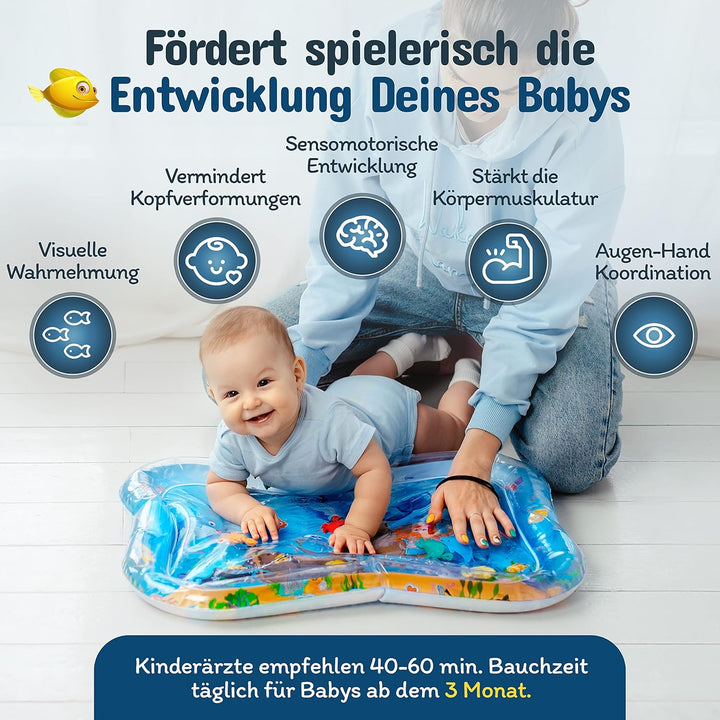 NouBaby® Wassermatte Baby BPA Frei Gross I Babymatte und Spielzeug ab 3, 6 und 9 Monate I Wasserspie