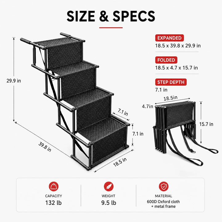 Hundetreppe Auto, Klappbar Hunderampe bis 60kg, Hunderampe Auto, Rampe Hund, Hunderampen für Grosse