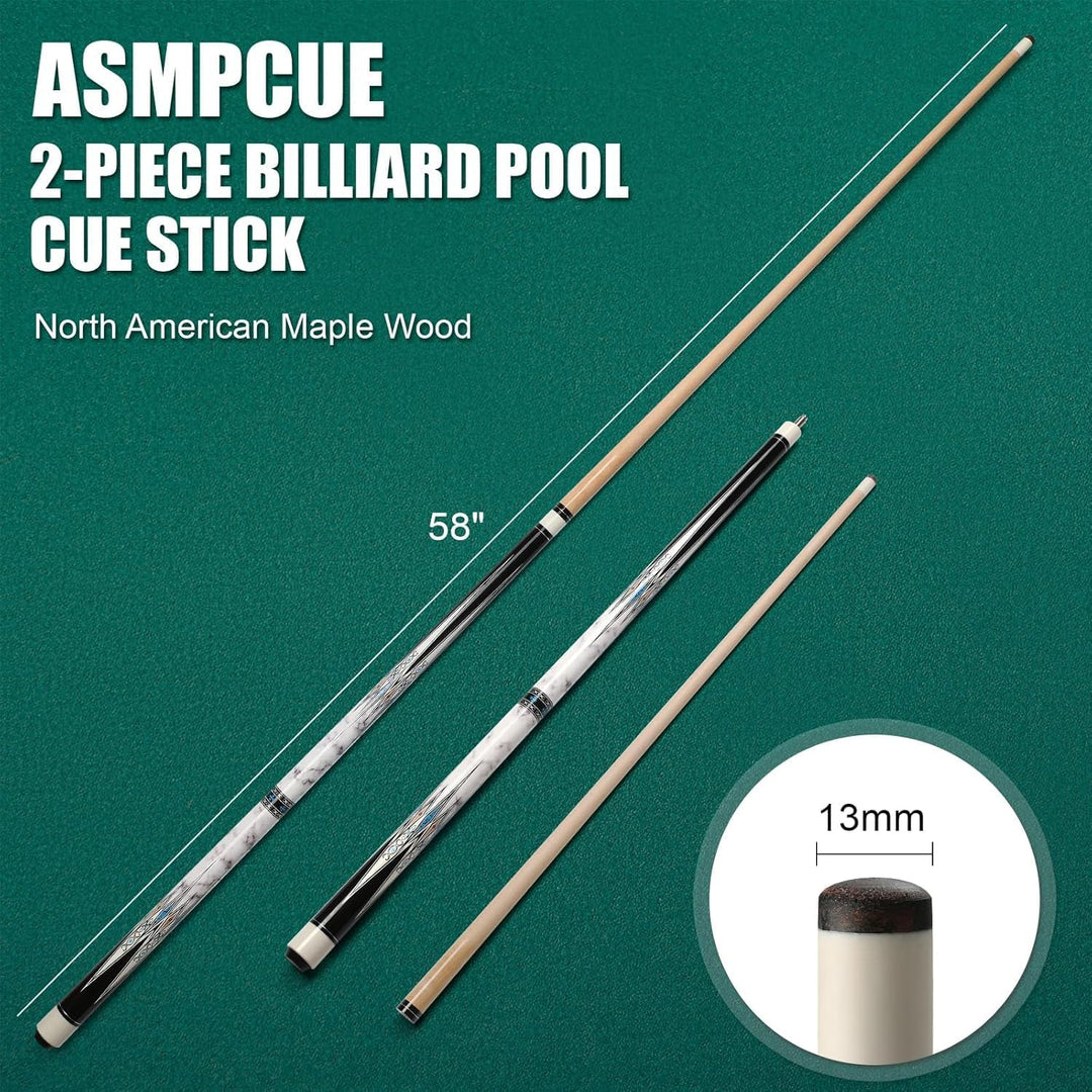 Pool Queue, 58 Zoll Billard Queue Hardwood Pool Cue 13mm Spitzen für Professionelle Billardspieler,