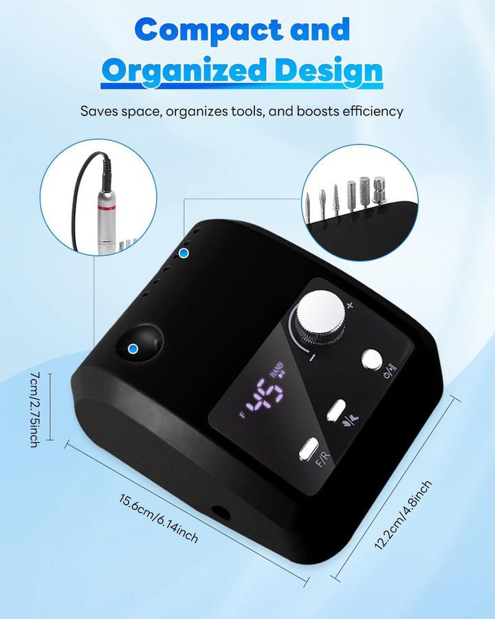 CozyZen Elektrische Nagelfräse Professional, 45000 U/min mit LCD-Display | Hand- &amp; Fusssteuerung, le