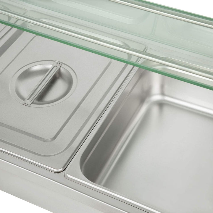Speisenwärmer Buffetwärmer Wärmebehälter Für Speisen Elektrisch 1800W aus Edelstahl (Inkl 6X 1/2 GN
