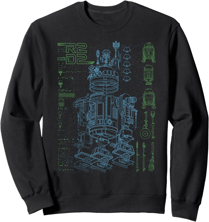 Star Wars R2-D2 Neon Outlined Schematics Poster Sweatshirt