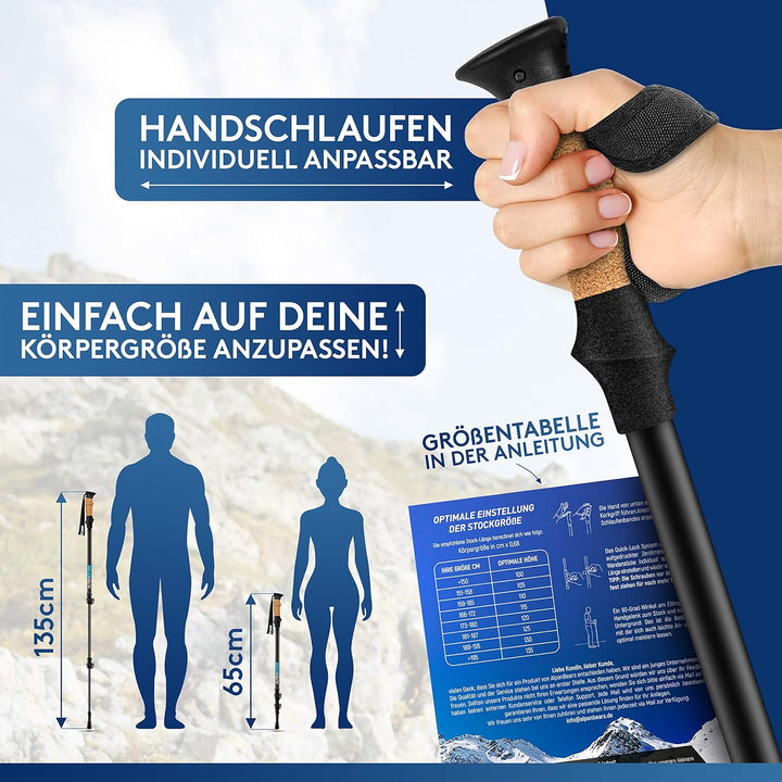 Wanderstöcke &amp; Nordic Walking Stöcke - Teleskop Wanderstock mit Gummipuffer Set - Trekkingstöcke für