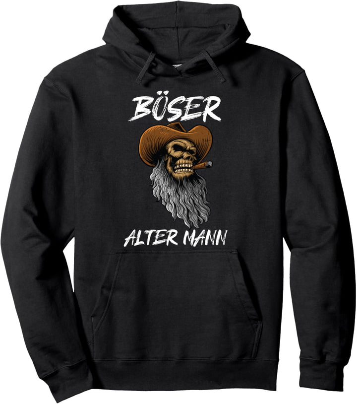 Böser Alter Mann - Vintage Totenkopf Opa Skull Distressed Pullover Hoodie
