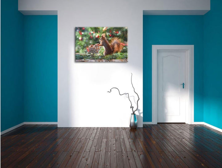 Pixxprint Eichhörnchen als Leinwandbild/Grösse: 100x70 / Wandbild/Kunstdruck/fertig bespannt, 100x70