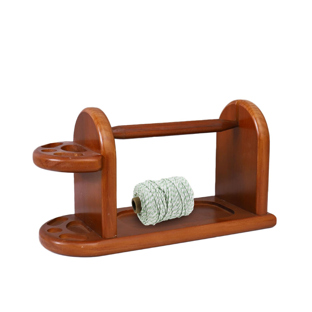 RoseFlower Garnhalter-Ständer, Natürlicher roter Garnknäuelhalter aus Holz, Spindeln, drehender Garn
