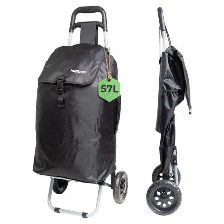 Hoppa Large 27", Schwarz, Leichtes und strapazierfähiges Microfaser Material, Einkaufs Trolley auf R